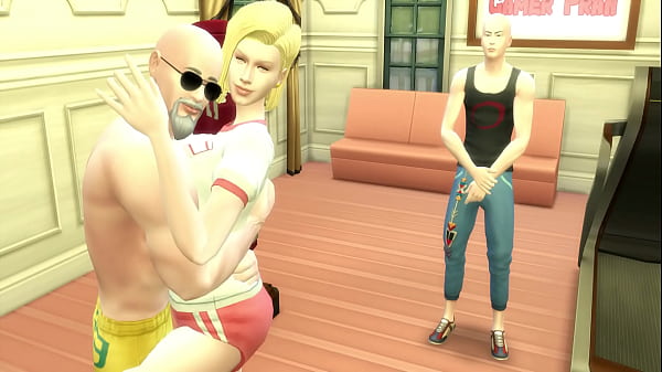 Nummer 18 Android, sexuell trainiert von dem perversen Meister Roshi vor ihrem Cuckold-Ehemann Dragon Ball Hentai