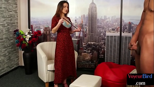 Kinky lingerie voyeur showing ass off while black guy tugs