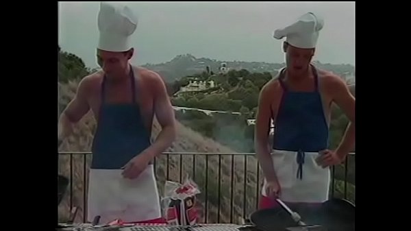 Couple of The Naked Chef Paul Morgan'_s assistants Matt Young and Marc Hamilton try to prepare barbeque sausages in their own way