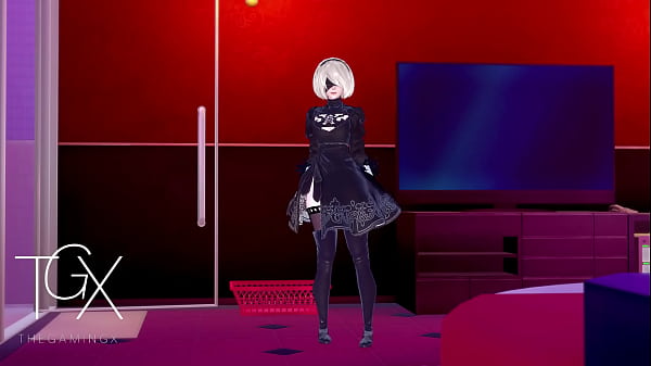 Anime Hentai Game Gaming 2B Sexy Robot android Girl Hardcore Sex in All Positions and Deep Throat