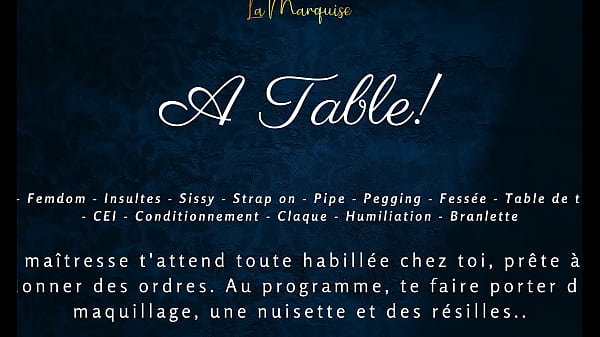 A table! - French audio femdom milking table sissy cei