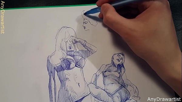 How to draw with a ballpoint pen, speedpaint, quick sketch erotic art