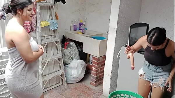 I found a used dildo with semen in the landlady's room, she came looking for it and made advances at me, I undressed and she started to tongue my pussy, we fucked deliciously