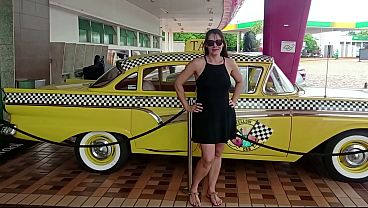 Hot girl masturbating in the restaurant and showing off naked in public